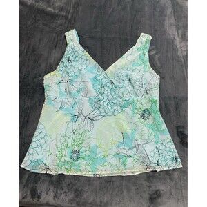 Nine & Co Y2K Babydoll Floral Tank Top So 14 Green Whimsigoth Fairy Grunge Flowy